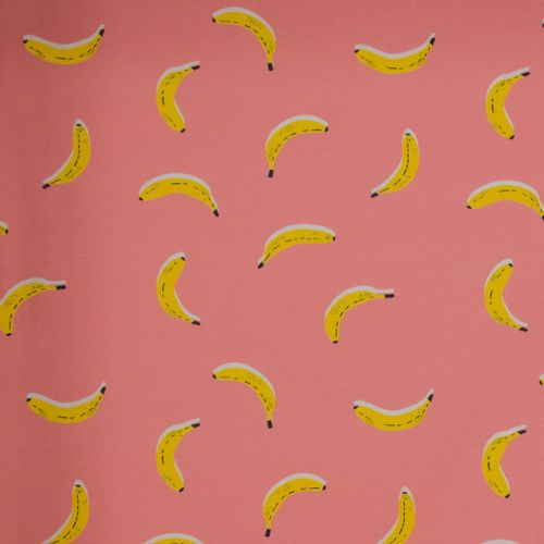 Zalmroze kindertricot met bananen