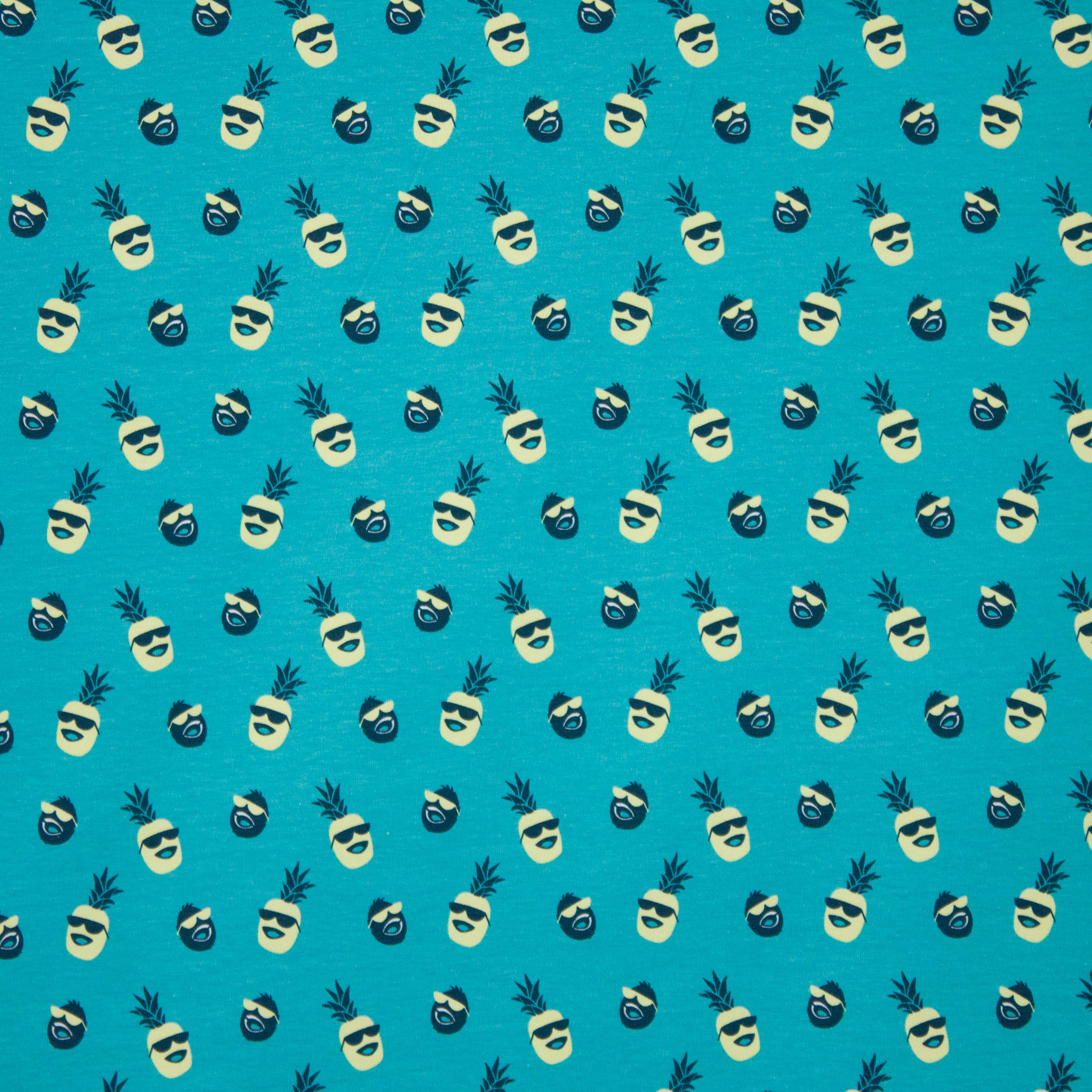 Turquoise tricot met ananassen  'Pina Coolada by Käselotti'
