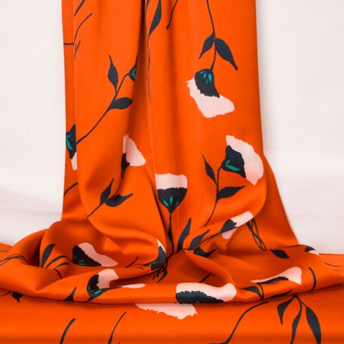 Oranje polyester met bloemen van La Maison Victor