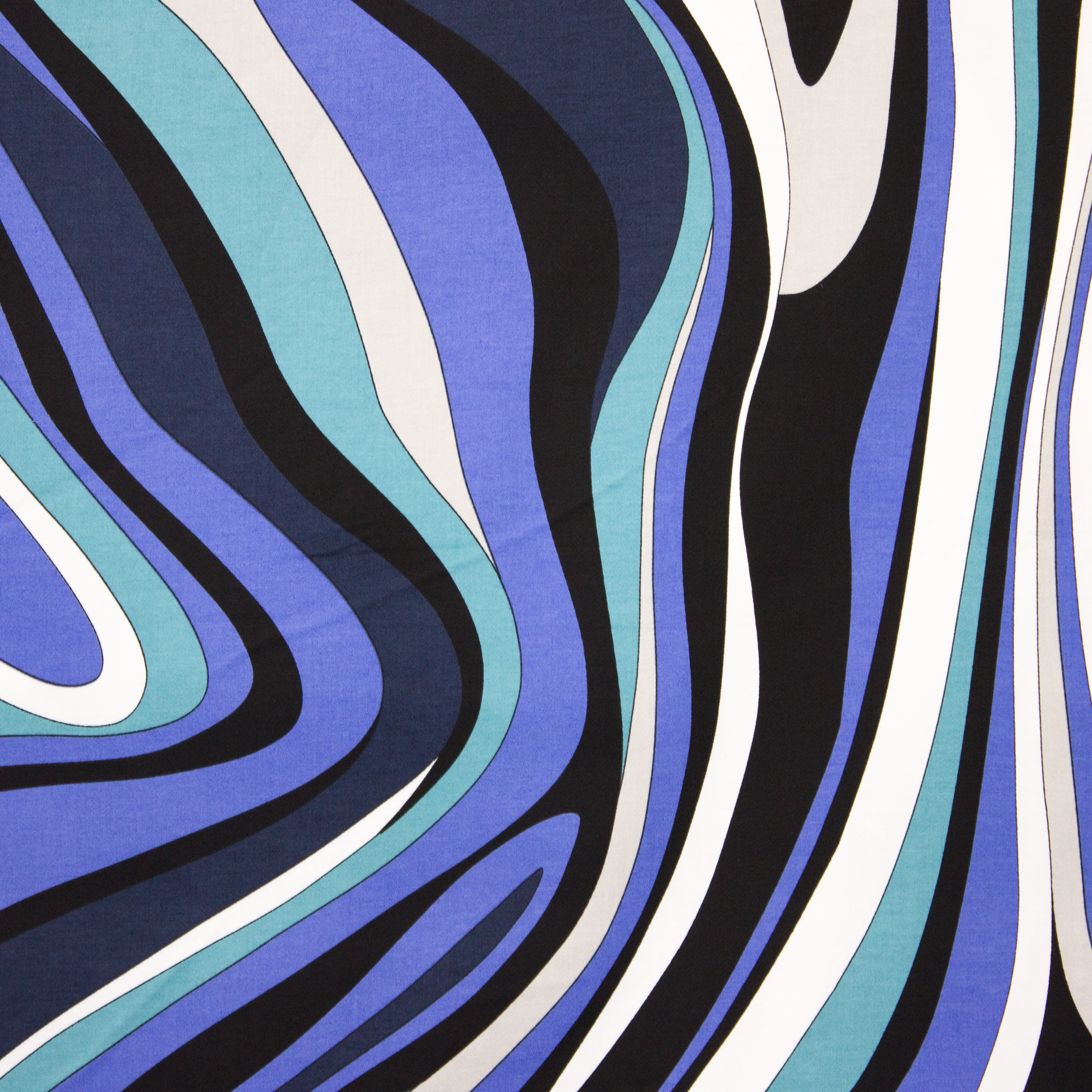 Katoen tricot met abstracte lijnen in blauwe en witte tinten