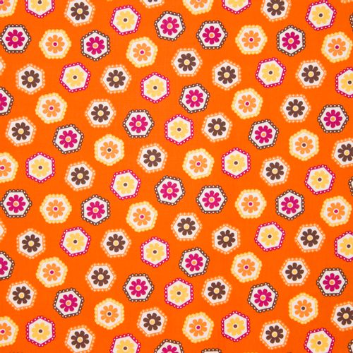 Oranje katoen met bloemen