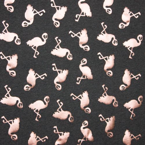 Donkergrijze tricot met rosé gouden flamingo's van Stitched by you