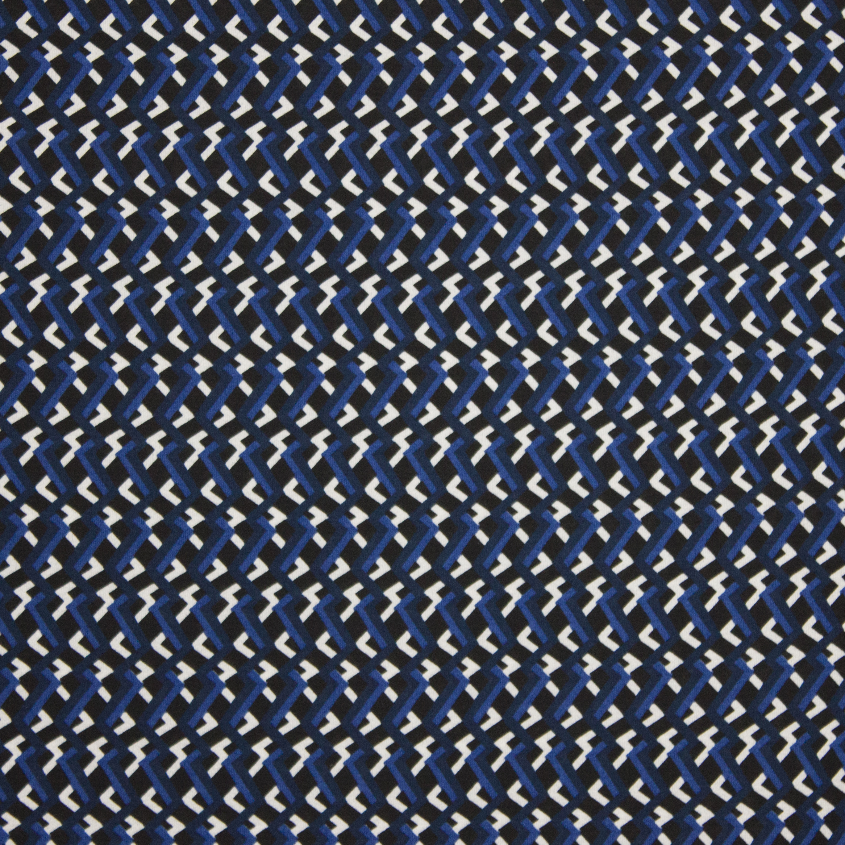 Zwarte polyester met blauwe en witte strepen