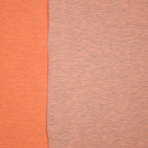 Neonoranje sweaterstof met fijne grijze streepjes - 'Neon sweat' van Poppy