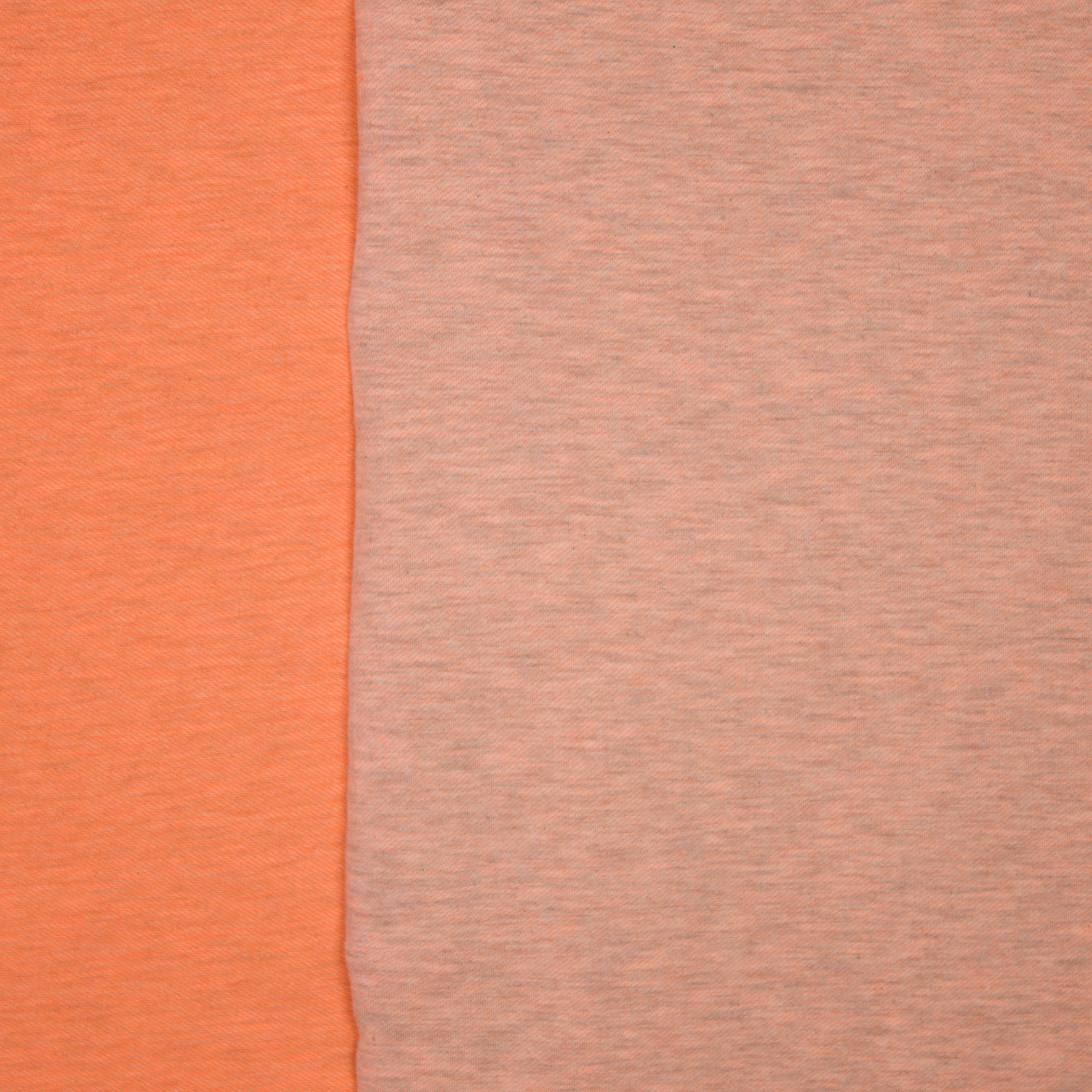 Neonoranje sweaterstof met fijne grijze streepjes - 'Neon sweat' van Poppy