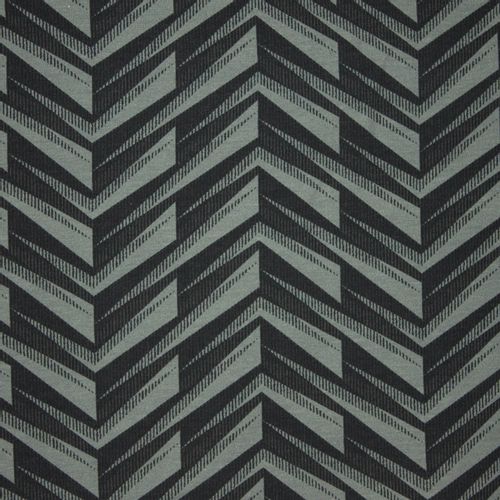 French terry met geometrisch V patroon in grijs en zwart