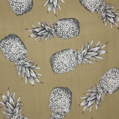 Kaki viscosemengeling met ananasprint uit 'Stitched By You', 'My Image'