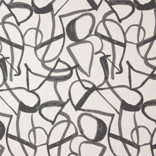 Gemêleerde polyester jacquard met abstract lijnenmotief in ecru en grijs