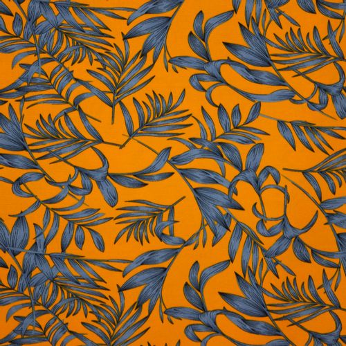 Oranje Polyester Crêpe Met Bladeren