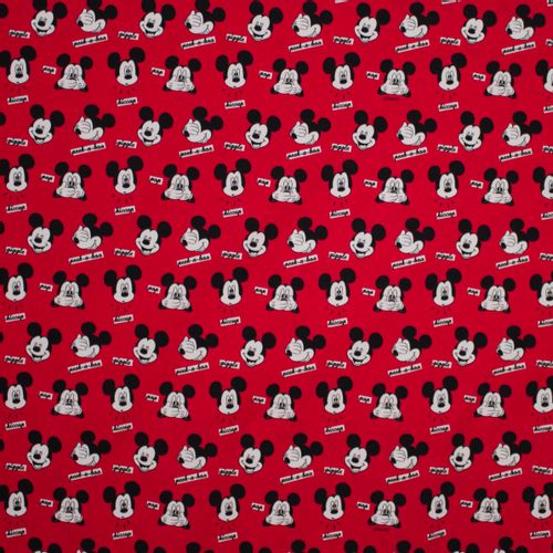 Rode tricot met  Mickey Mouse gezichtjes