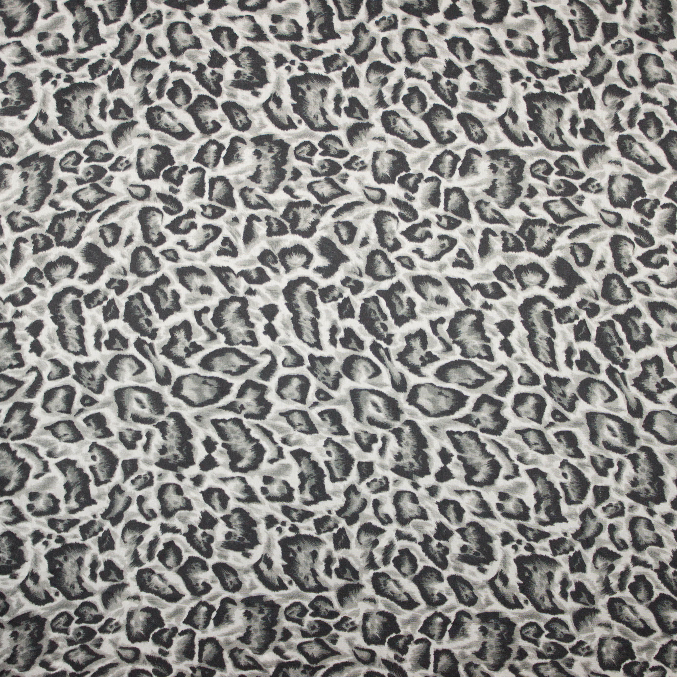 Polyester met panterprint in grijs, zwart en wit