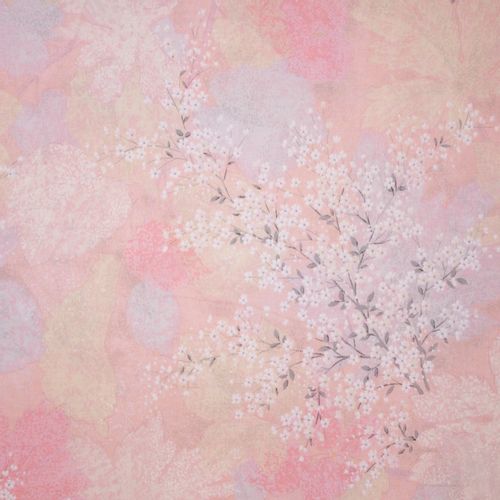 Roze Poplin Katoen met Bloemen en Bladeren van Michael Miller