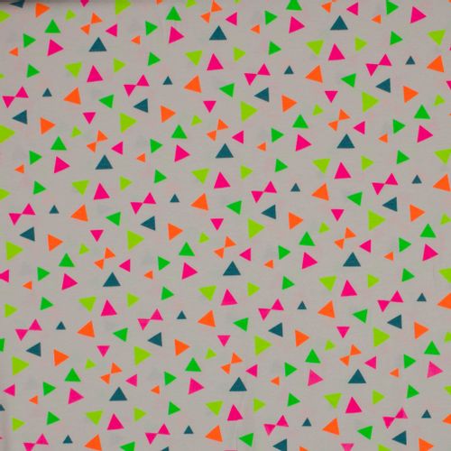 Witte tricot met driehoeken en strikjes in neon