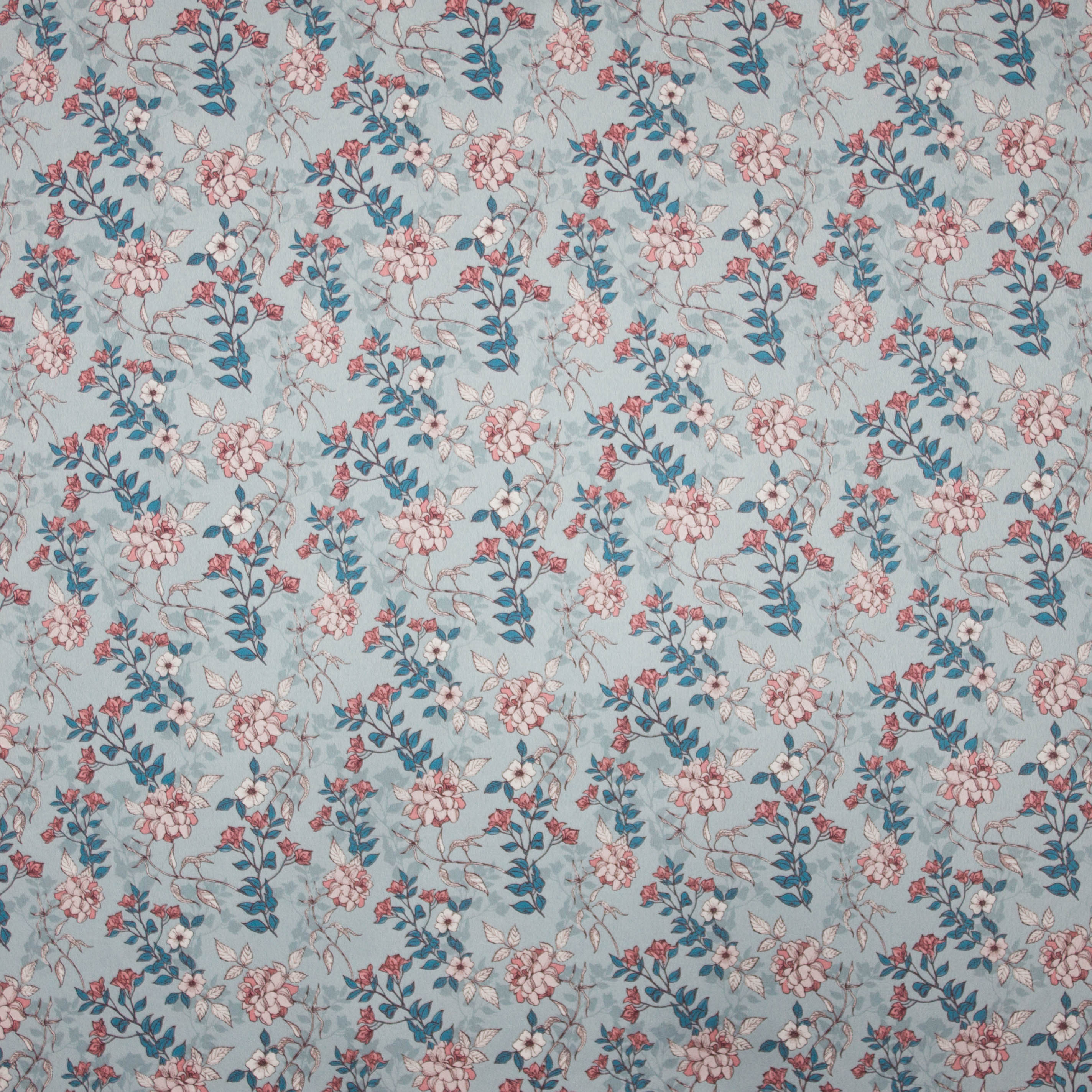 Muntkleurige polyester met fijn bloemen en bladeren motief