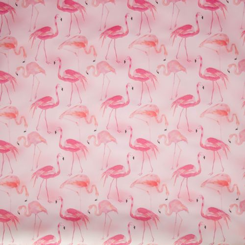 Doorschijnende regenjas stof met flamingo's