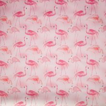Doorschijnende regenjas stof met flamingo's