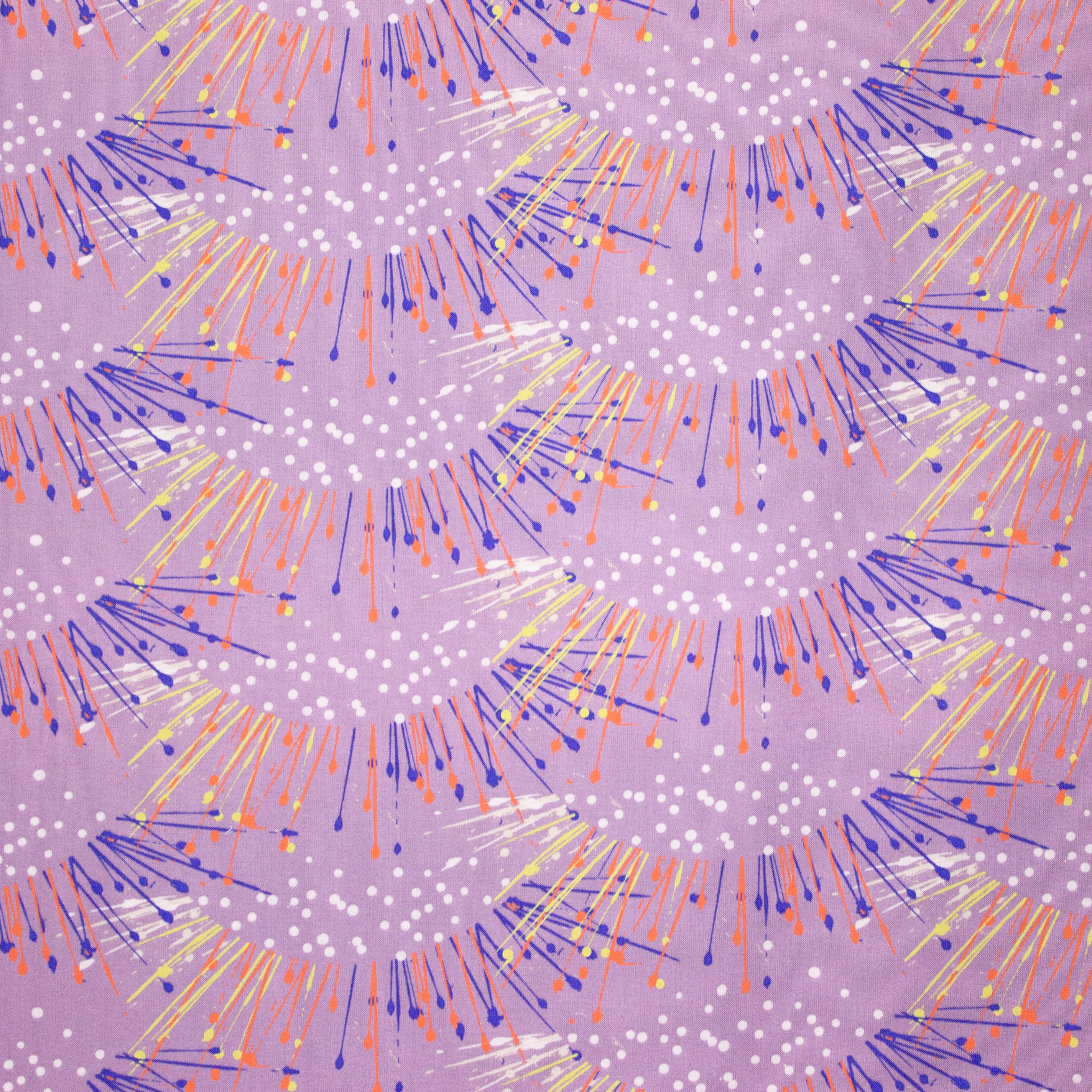 Lila katoen met kleurrijk streepjes motief