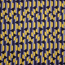Viscose met geel / blauw abstract patroon