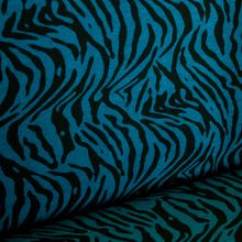 Blauwe polyester / viscosemengeling met tijgerprint