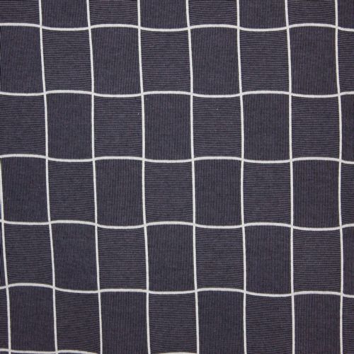 Geruite sweaterstof in blauw/grijs, zwart en wit