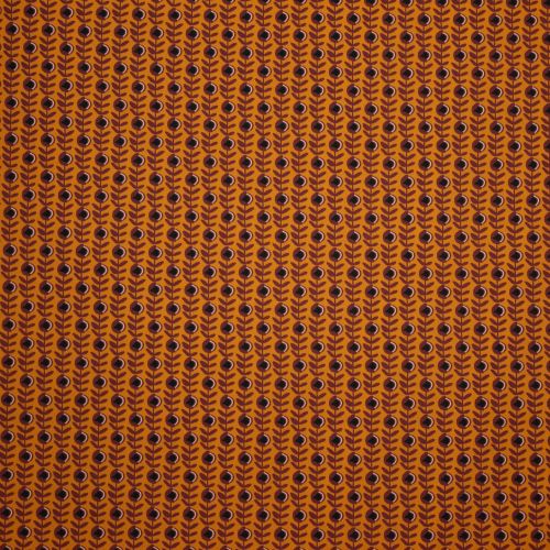 Oranje Polyester Stretch met Bloemen