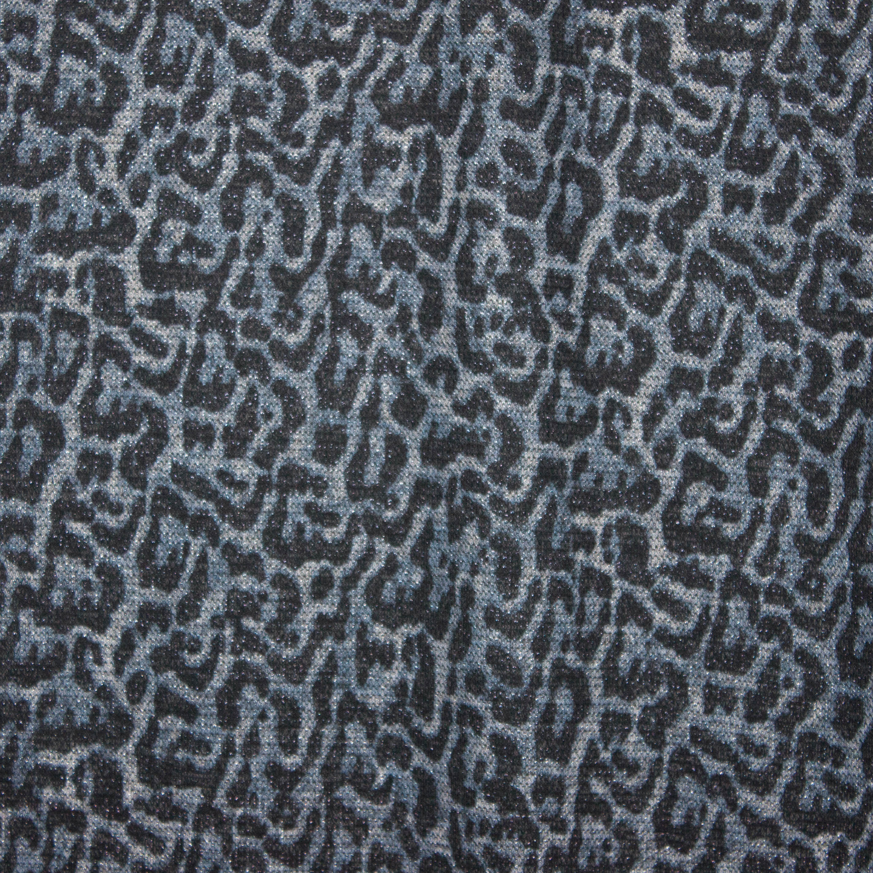 Grijsblauw breitje met pantervlekken en zilverdraad