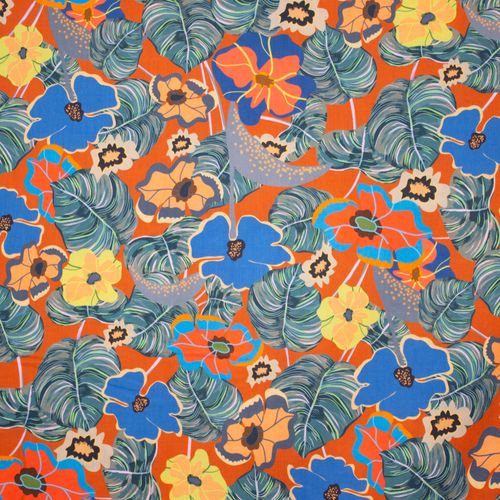 Oranje Polyester met Bloemen van La Maison Victor