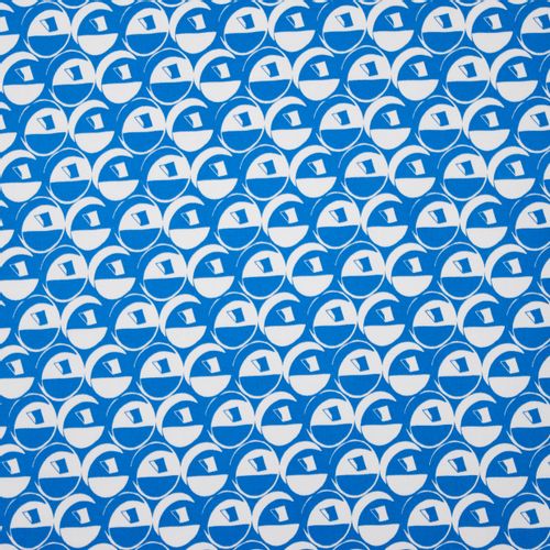 Rekbare katoen met abstract motief in blauw / wit van "Burda Style"