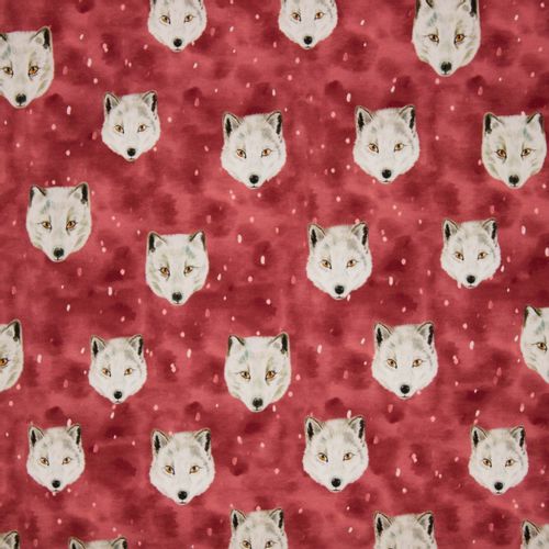 Gevlekte bordeaux tricot met wolvenkopjes van "Family Fabrics"