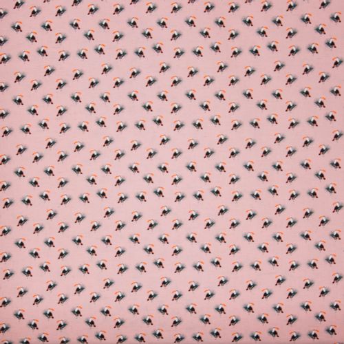 Roze viscose / linnen mengeling met toekans "Linen Toucan" van Penelope