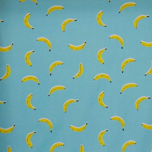 Licht blauwe kindertricot met bananen