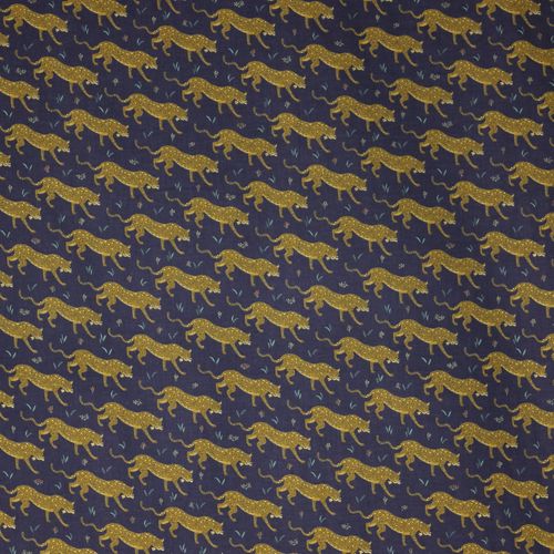 Blauwe katoen met luipaarden, CAMONT collection
