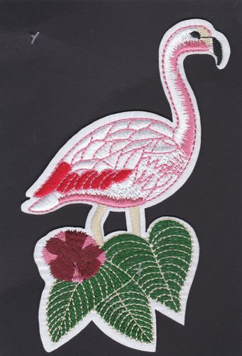Opnaaibare applicatie - flamingo - 15 x 14 cm - stoffen van leuven