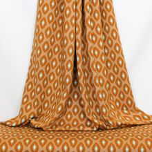 Bruine viscose tricot met retro patroon