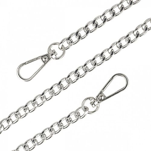 Metalen ketting voor tassen met musketonhaken - zilverkleur - 90 cm