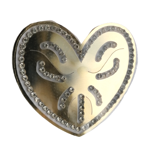 Applicatie - gouden metaal look hart met strass steentjes - 5,5 x 5 cm