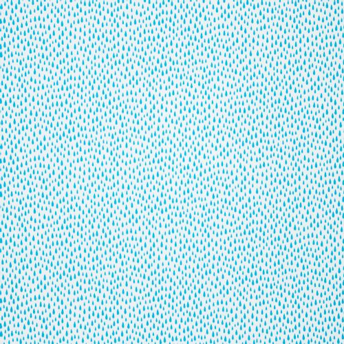 Witte katoen met blauw druppelvormig motief