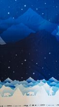 Blauw / wit french terry paneel met bergen en ijsberen 'Wild Shadows' van Lycklig Design