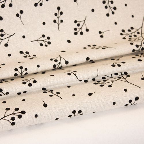 Beige katoen polyester decoratiestof met takjes en glitters