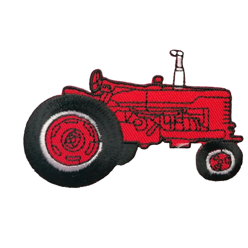 Applicatie - rode tractor - 8 x 5 cm - stoffen van leuven