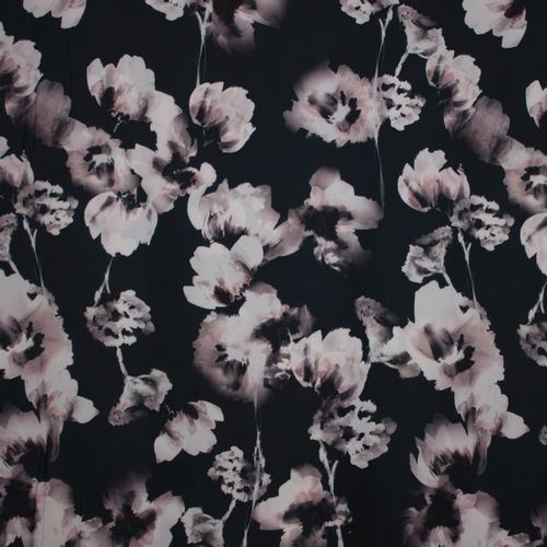 Zwarte polyester met bloemen  van John Kaldor