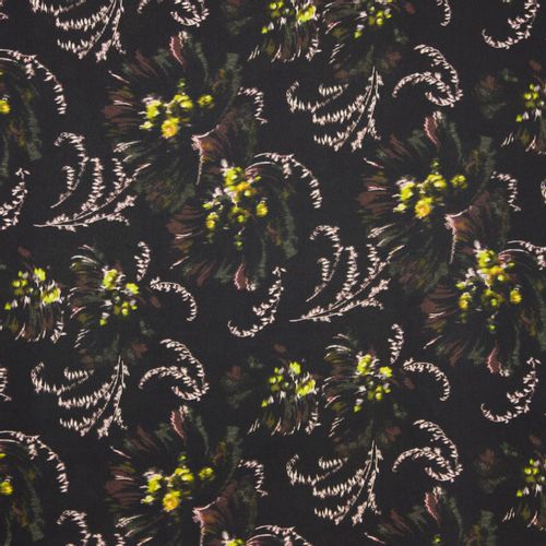 Zwarte polyester met abstract bloemenmotief van La Maison Victor