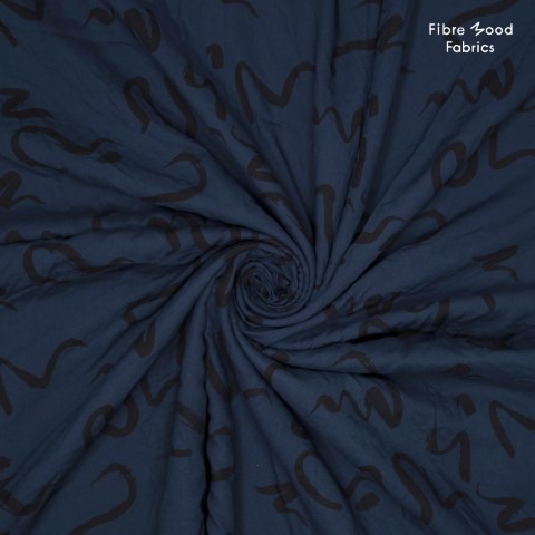 Ecovero viscose blauw met zwarte strepen - Fibre Mood