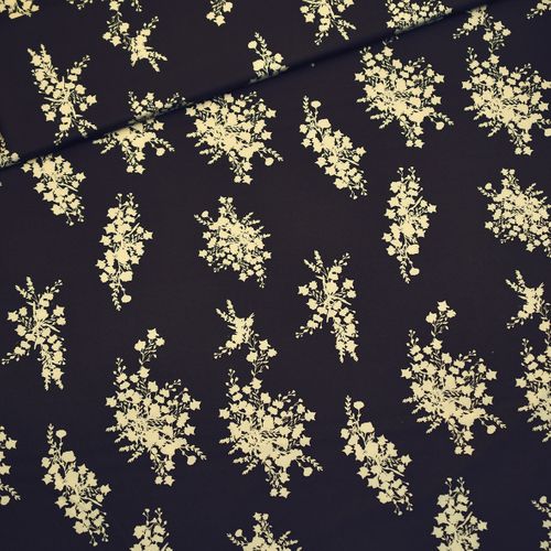 Fijne grijze polyester tricot met bloemen - Burda Collectie Lente-Zomer 2022 - stoffen van leuven