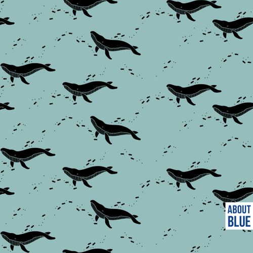 Blauwe spons badstof met walvissen van About Blue