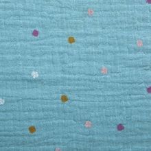 Blauwe double gauze met stipjes - Katia Fabrics