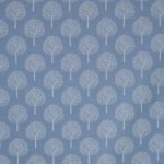 Katoen blauw met witte bomen