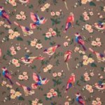 lichtbruine tricot met vogeltjes