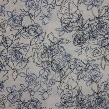 Bedrukte viscose met bloemvorming lijnmotief
