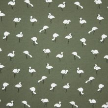 Crêpe tricot met flamingo's op kaki achtergrond